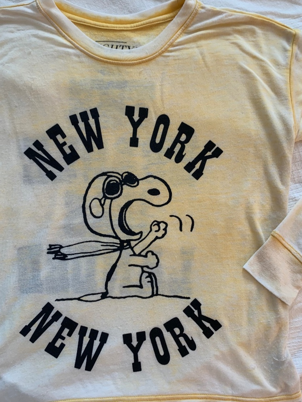 Peanuts Snoopy Long Sleeve Graphic Top 'New York New York The Beagle has Landed'